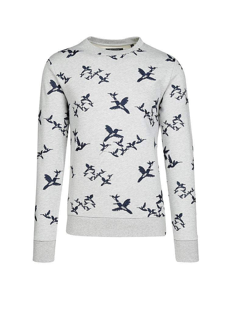 MARC O'POLO Sweater grau | L MARC O'POLO Sweatshirt mit Stickerei in Grau Schwarz